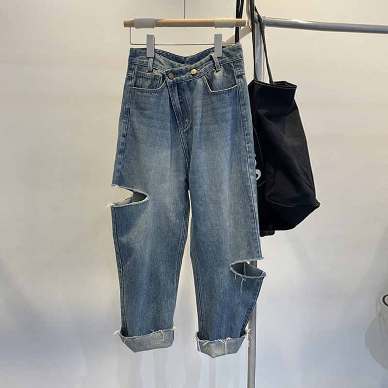Women'S Fashion Korea - Été femmes déchiré jean taille haute