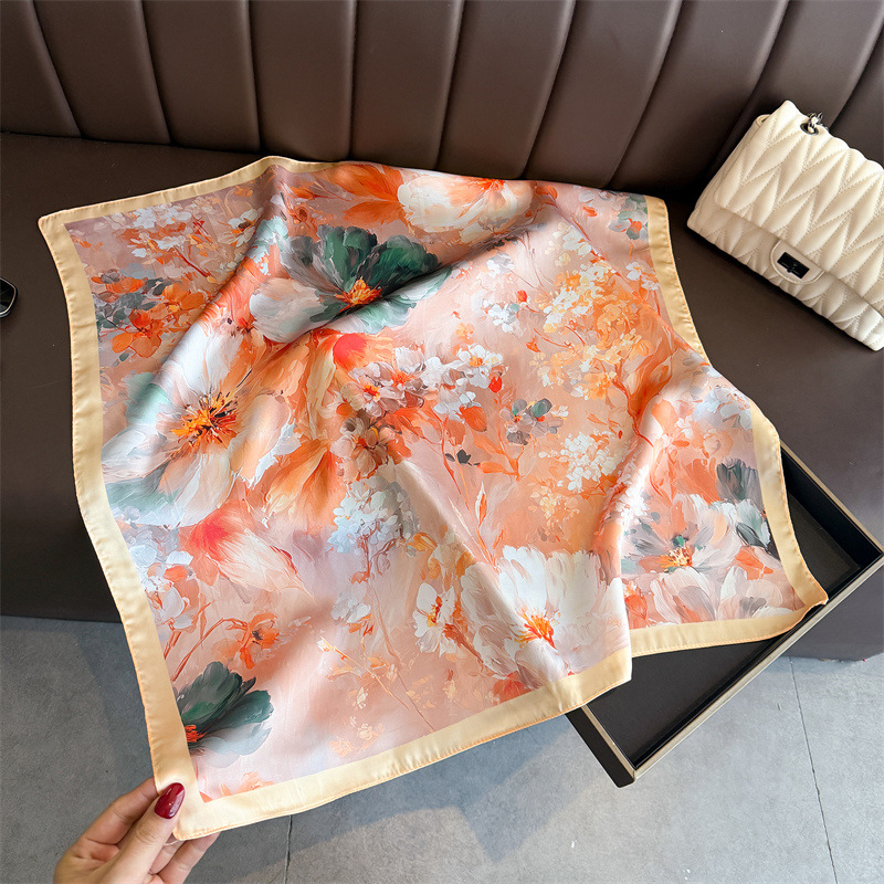 Foulard carré en soie imprimé  - Women Fashion Necktie avis et prix