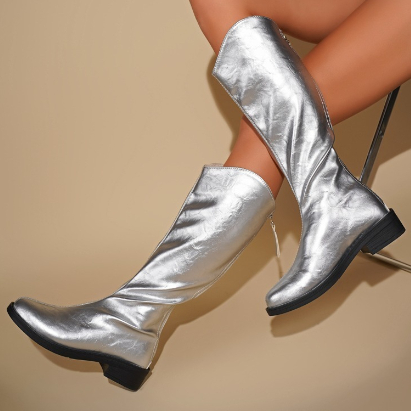 Bottes montantes argentées pou - Women'S Fashion Knee High Boots avis et prix