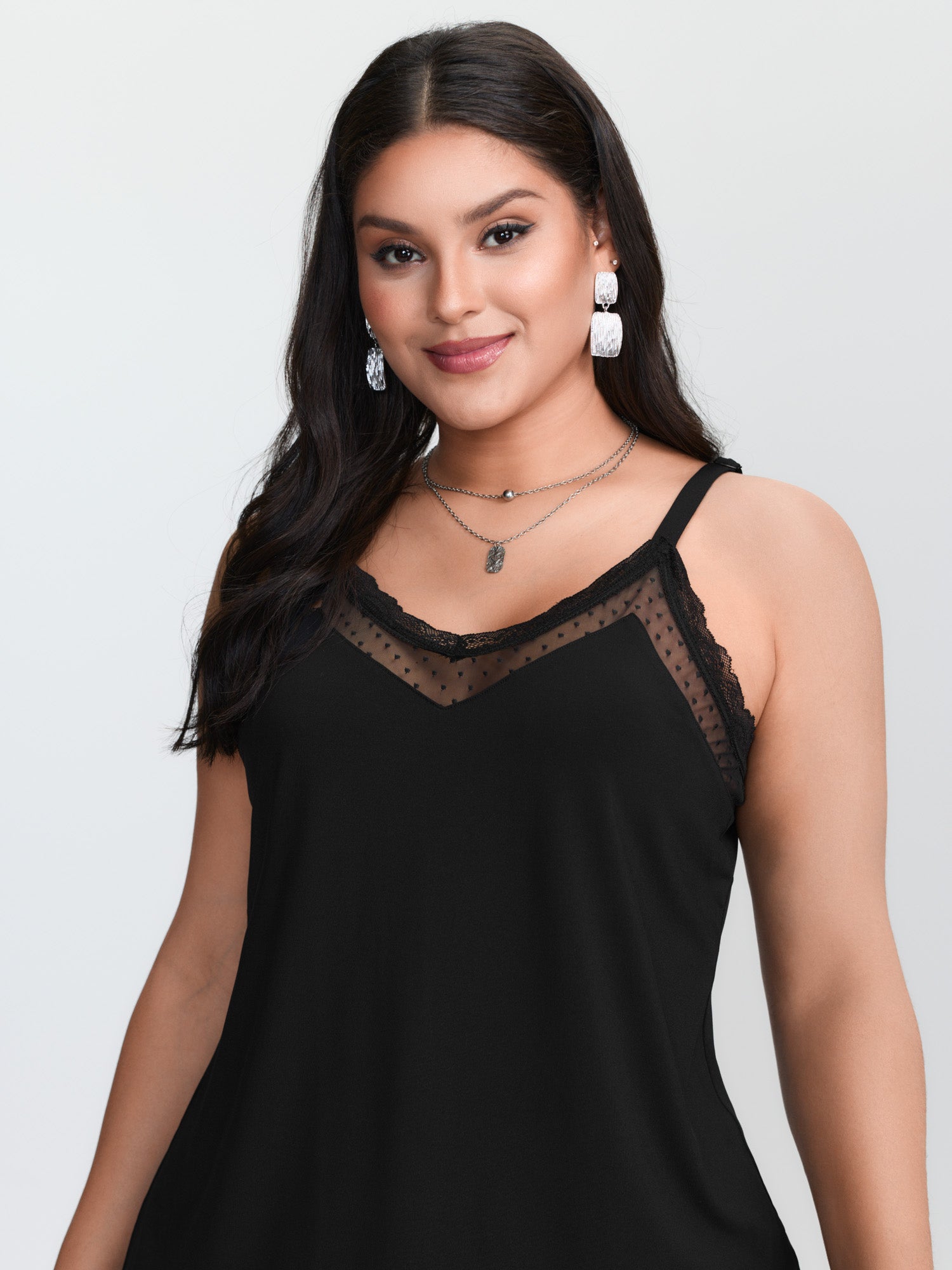 Débardeur noir en maille trico - Lace Trim Cami avis et prix